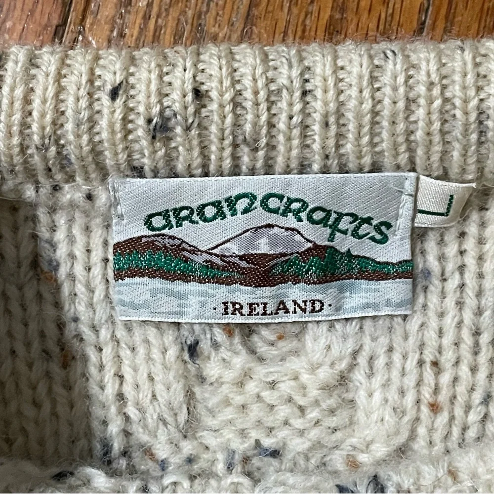 Aran Crafts Cream and Gray Crewneck Sweater - Picture 5 of 6